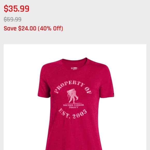 under armour pink/red property of cotton tshirt - Picture 7 of 7